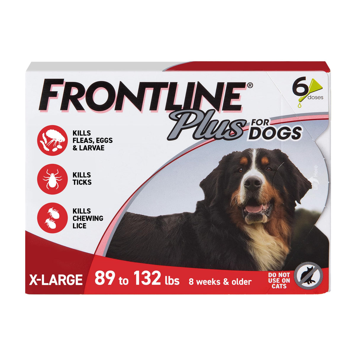 Frontline Plus para perro extragrande en caja roja, lista para uso.