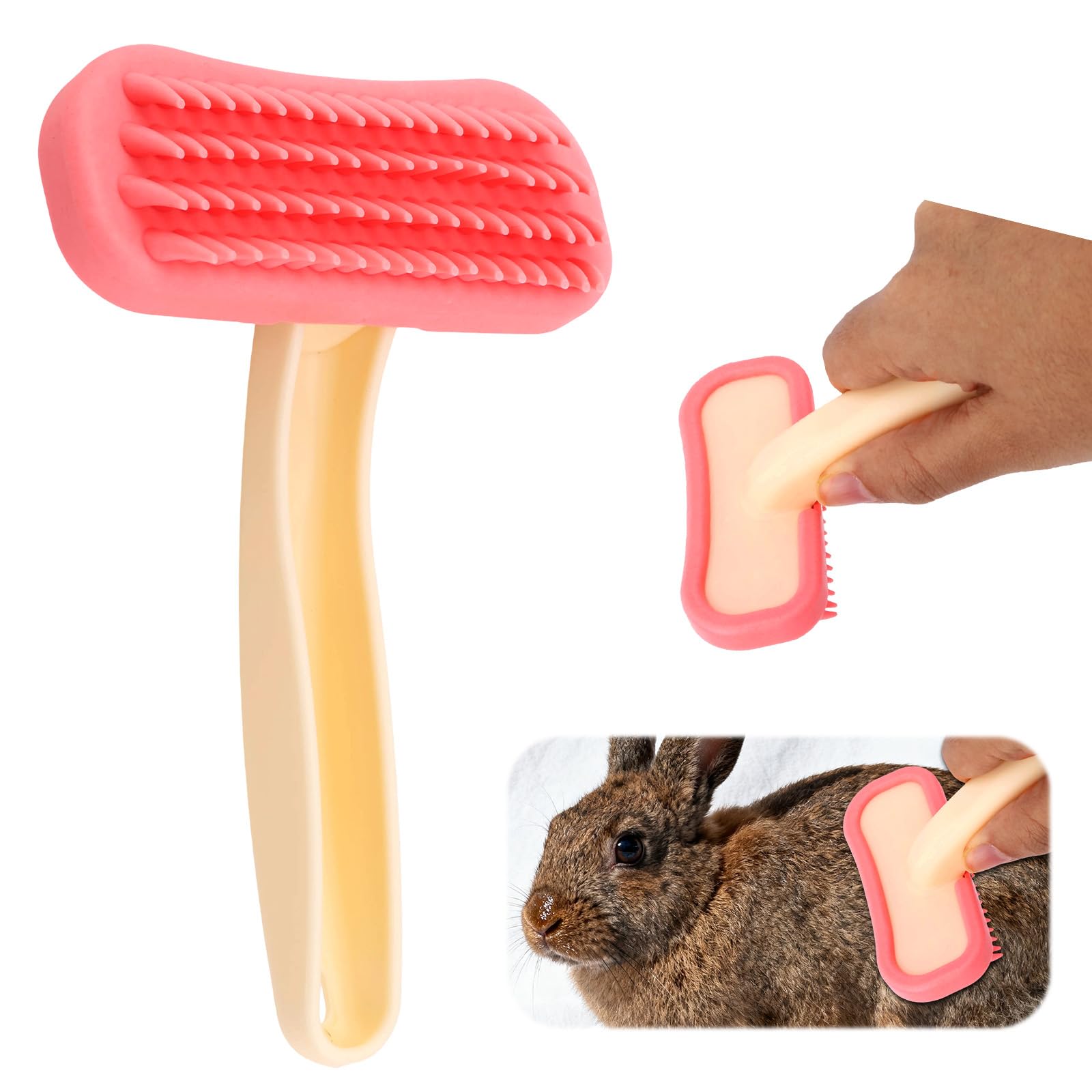 Cepillo Fukaisu para conejo con silicona suave, elimina pelo suelto con delicadeza