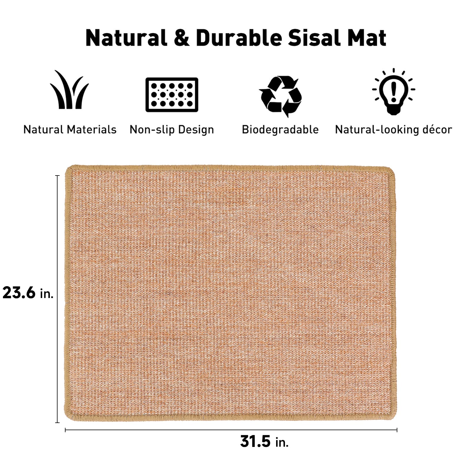 Rascador horizontal FUKUMARU, sisal natural, 60x80 cm para rascar y descansar