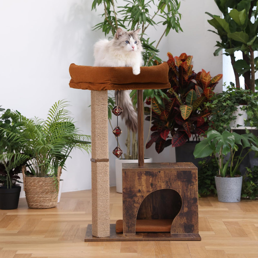 FUKUMARU árbol para gatos: postes de sisal dobles para rascar.