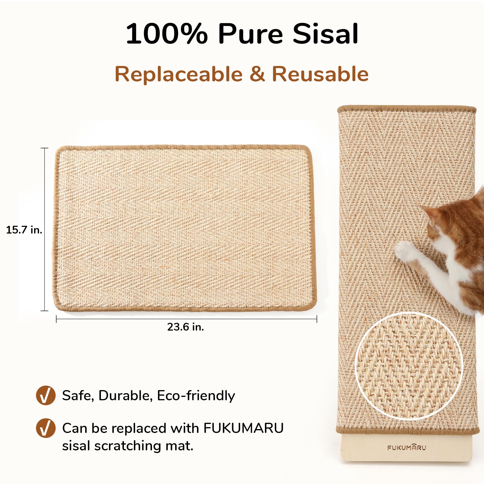 Base de madera FUKUMARU para rascador estable durante arañazos intensos.
