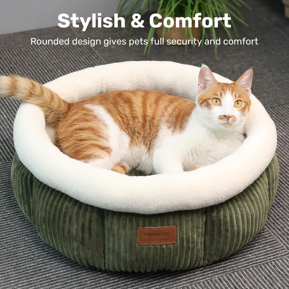 Cama FUKUMARU para gato, pana suave, sensación cálida y acogedora.
