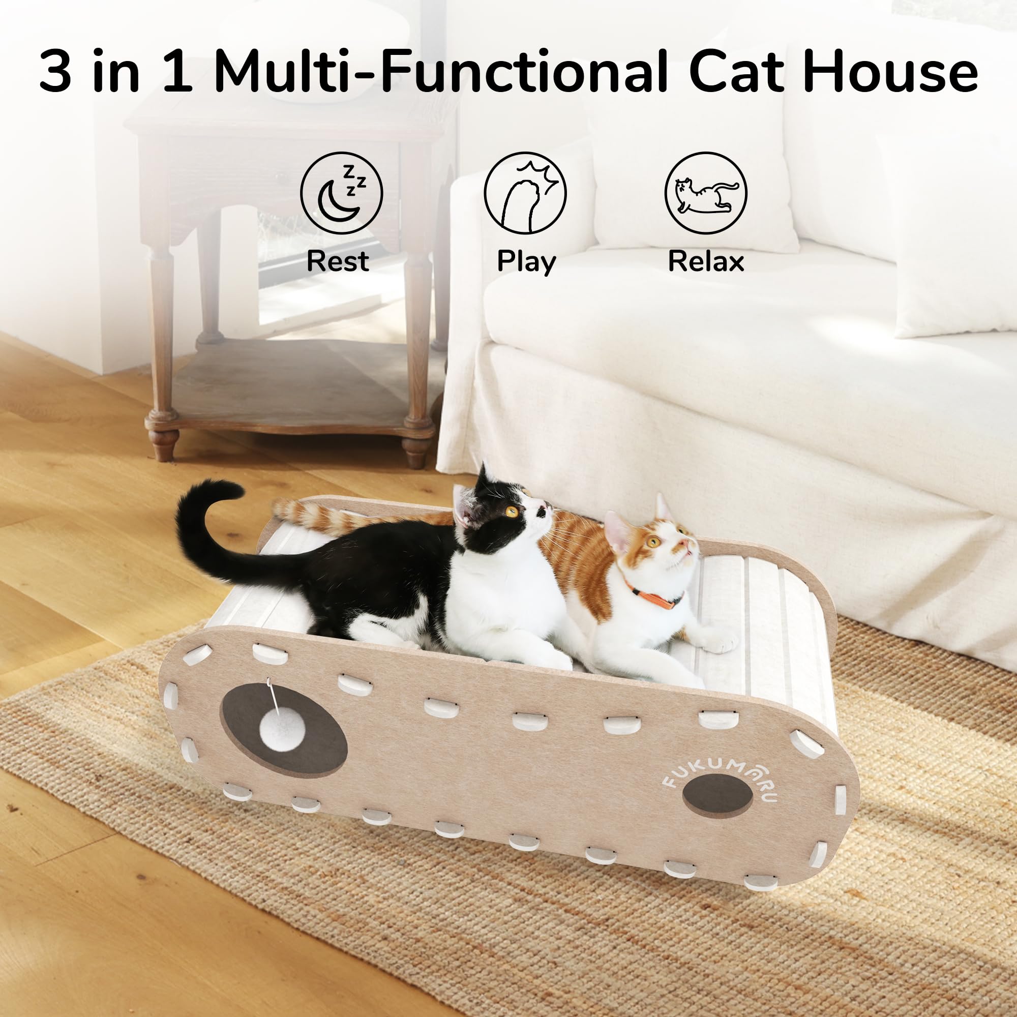 FUKUMARU cama-gato-tunel-espacio-amplio facilita convivencia