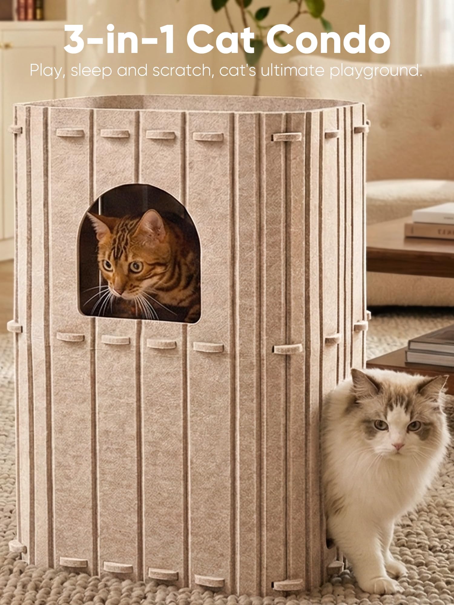 FUKUMARU casa-gato-dos-niveles-lugar-descanso: área amplia para siestas.