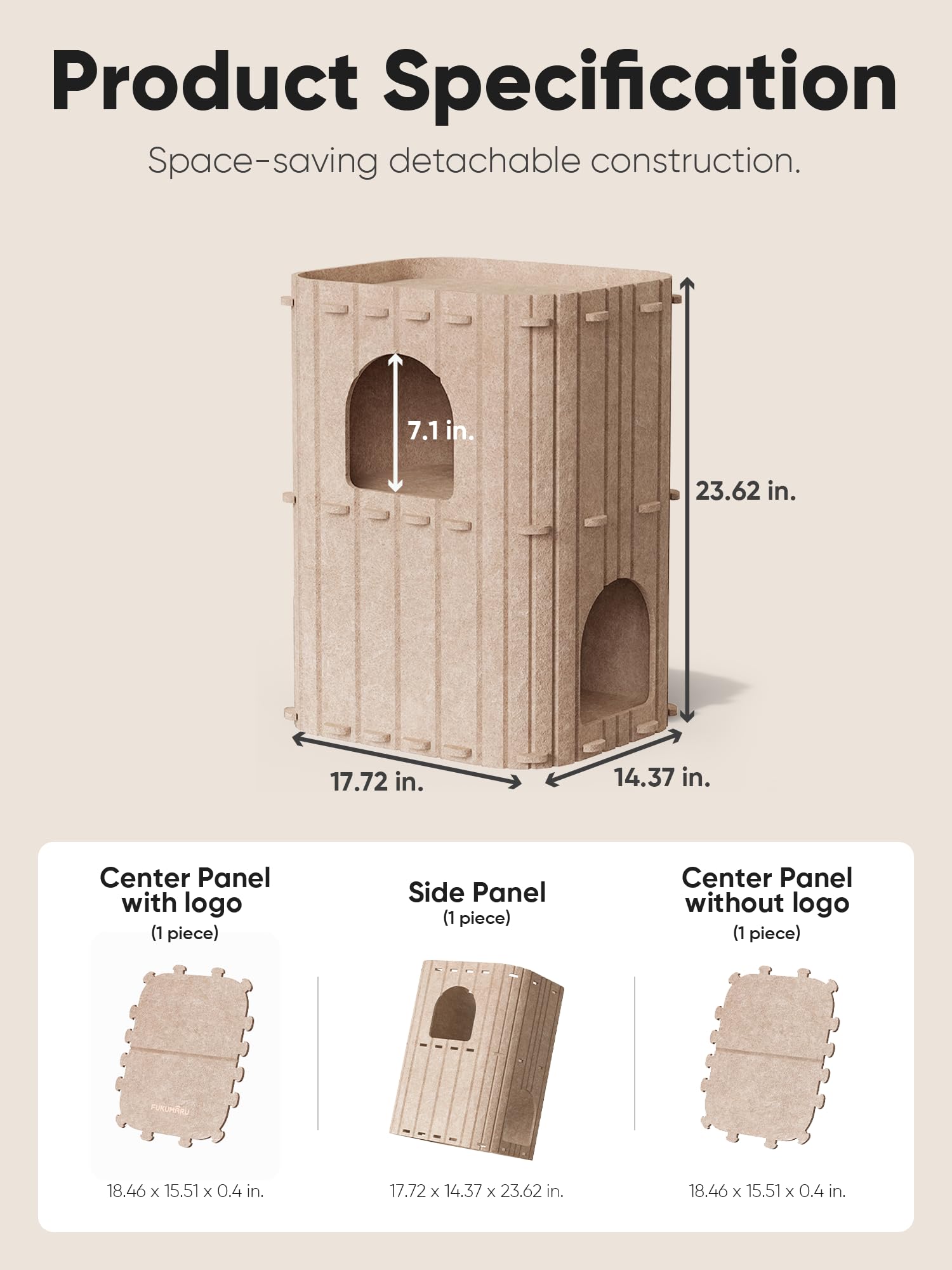 FUKUMARU casa-gato-limpieza-facil: fácil limpieza con aspiradora o rodillo.