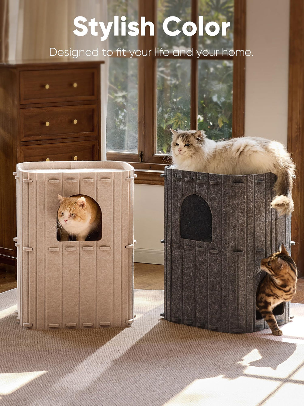 FUKUMARU casa-gato-resistente-10kg: estructura estable para gatos de hasta 10 kg.