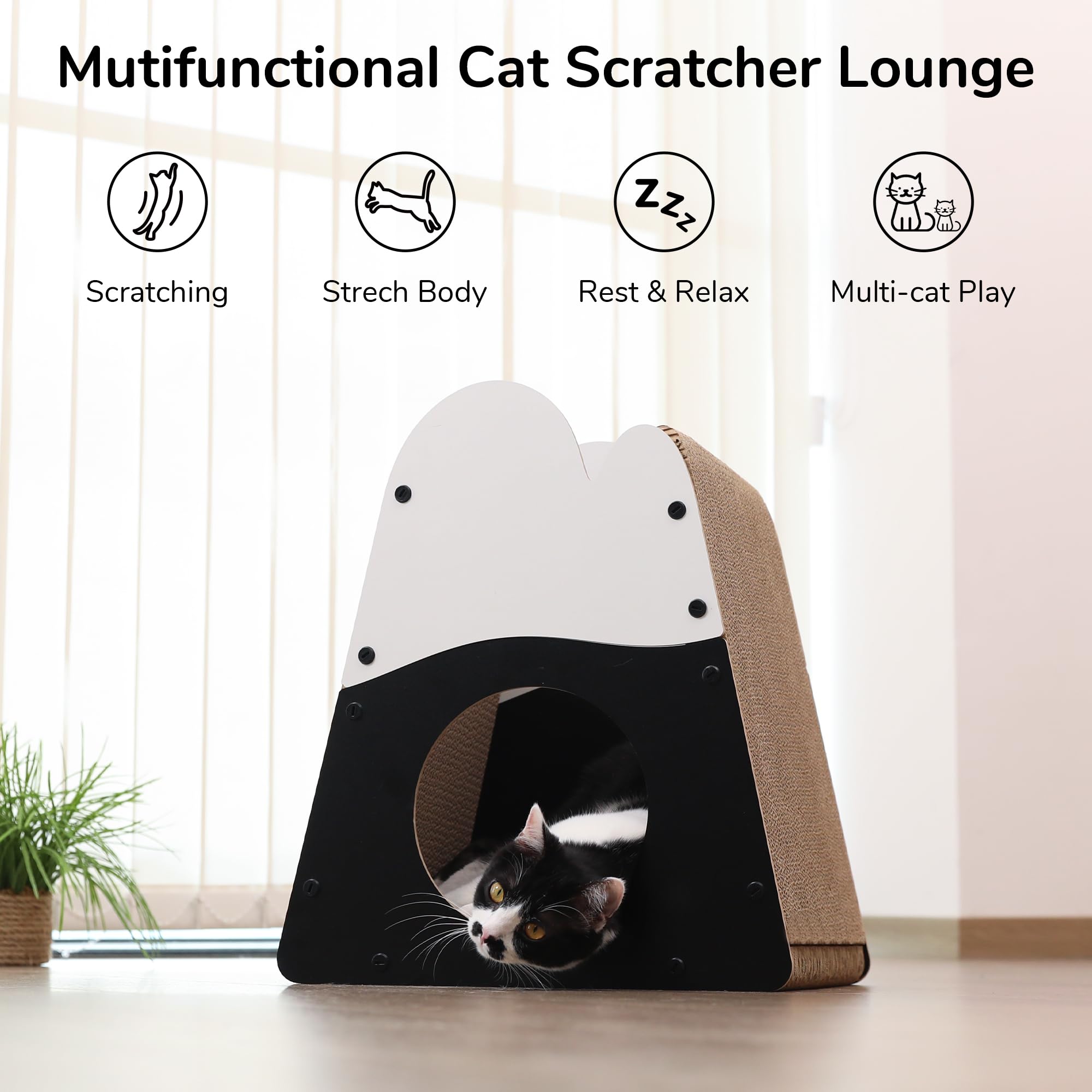 FUKUMARU Montaña: rascador para gatos con superficie para estirarse y descansar.