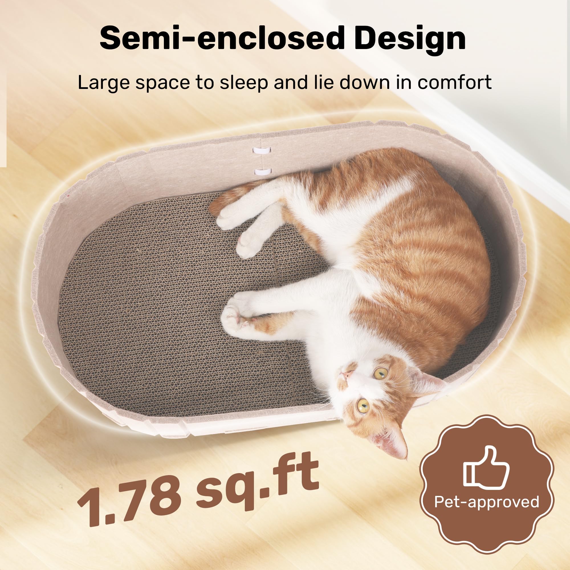 FUKUMARU rascador-gato sillon 24p beige dorso, soporte suave para descansar.