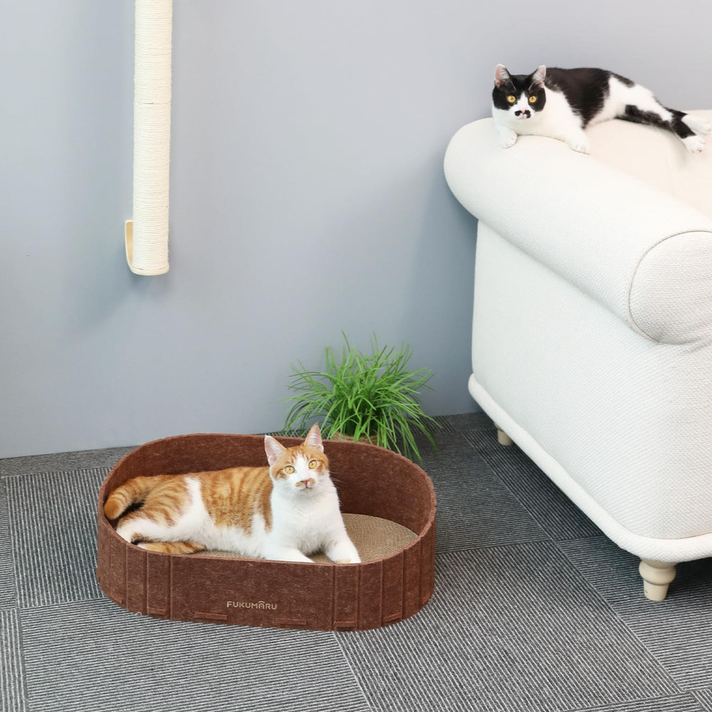 Rascador-gatos amplio para uso compartido entre varios felinos.