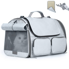 FUKUMARU transportín para gatos, vista frontal, ideal para viajes seguros.