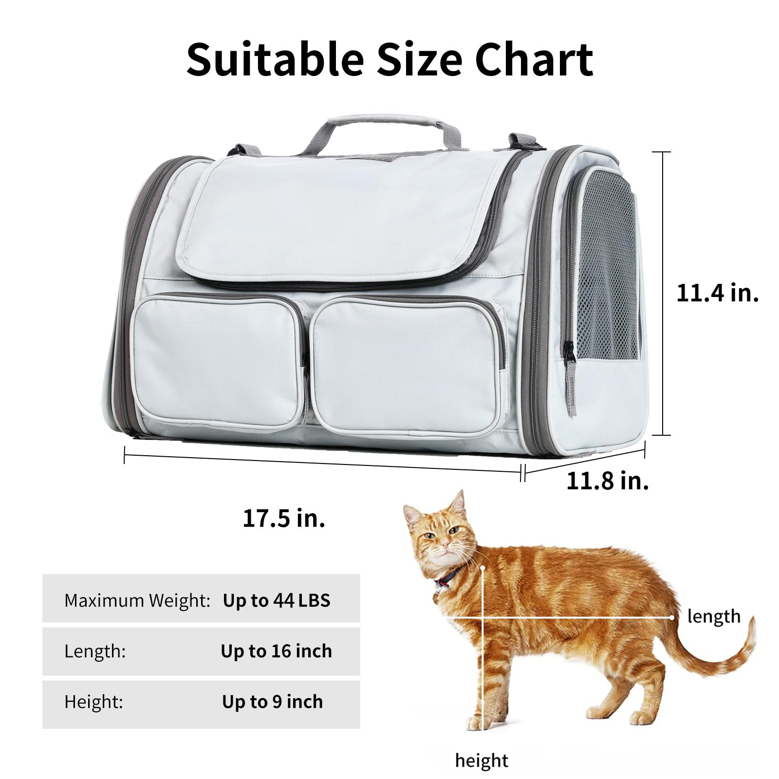 FUKUMARU transportín para gatos, medidas compatibles con aerolíneas.
