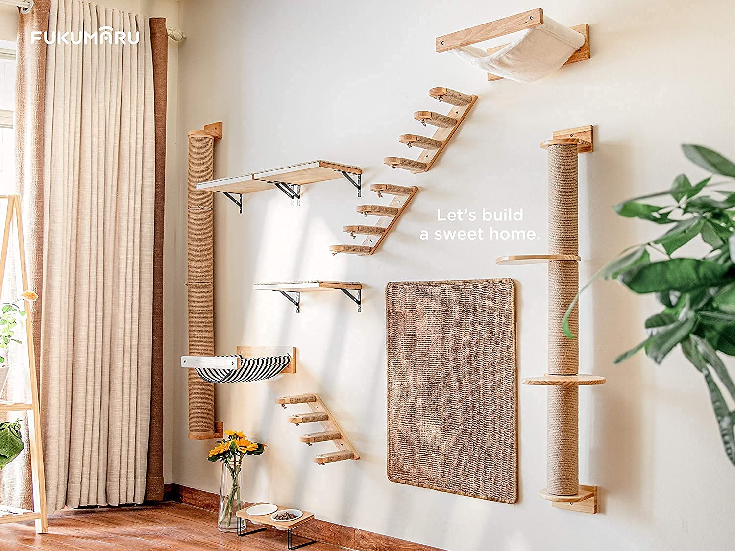 FUKUMARU uso versátil, puede fijarse en pared o jaula.