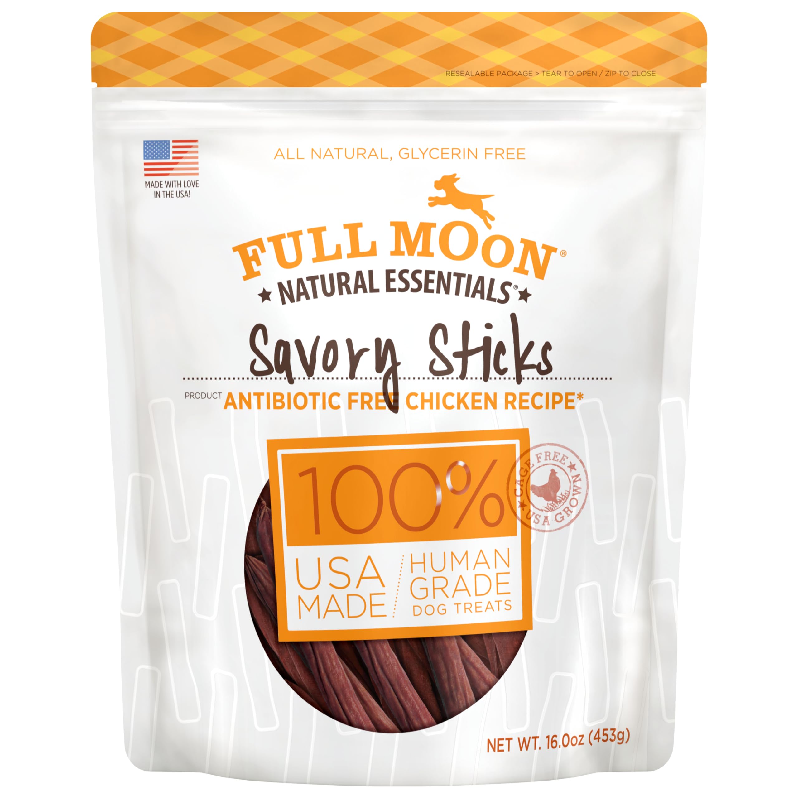 Full Moon bâtonnets poulet savoureux pour récompenser le chien avec des ingrédients naturels.