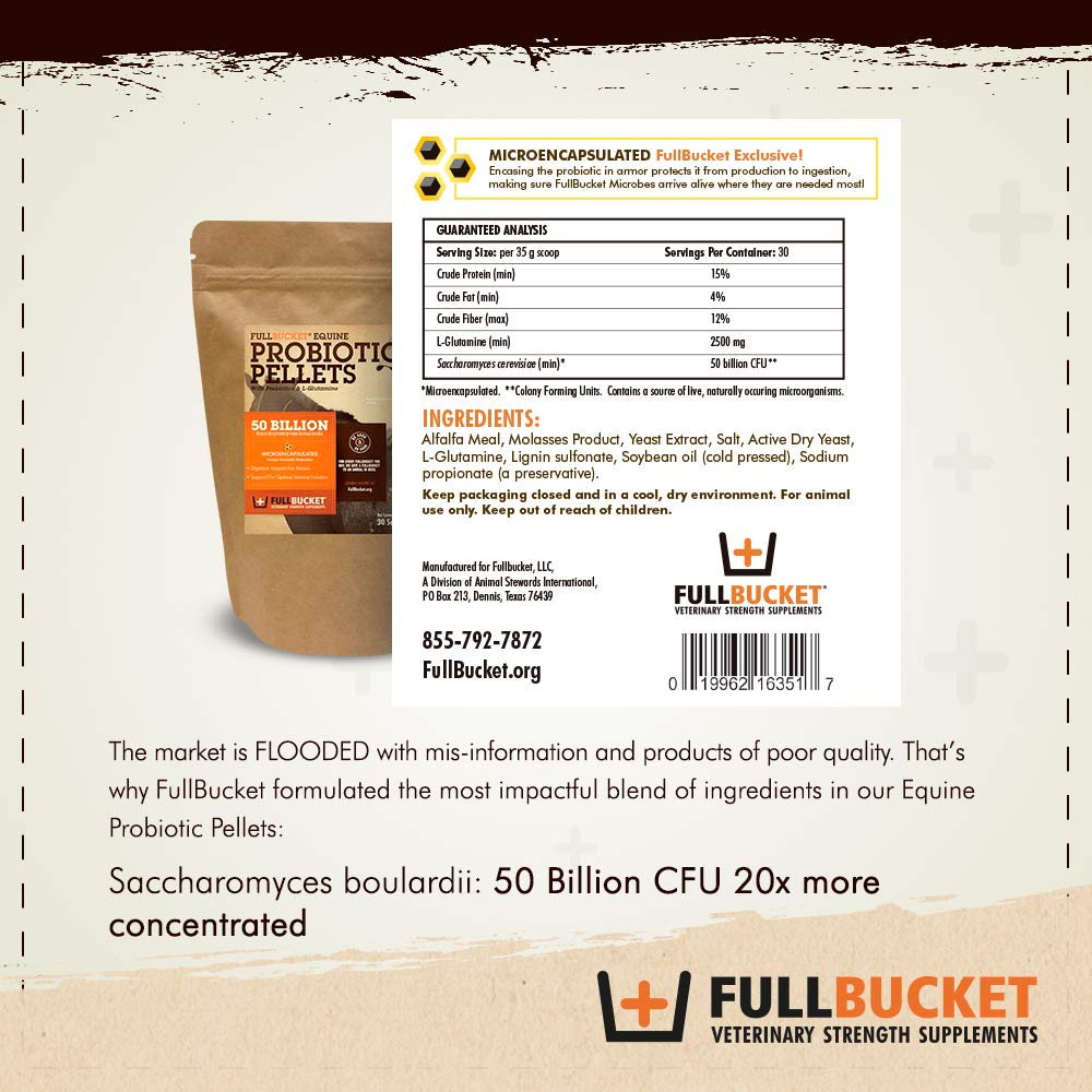 FullBucket probióticas equinas bolitas, textura agradable para caballos.