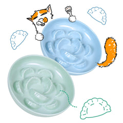 FullCharm tazón lento para gatos en azul, fomenta comer despacio con diseño estable.