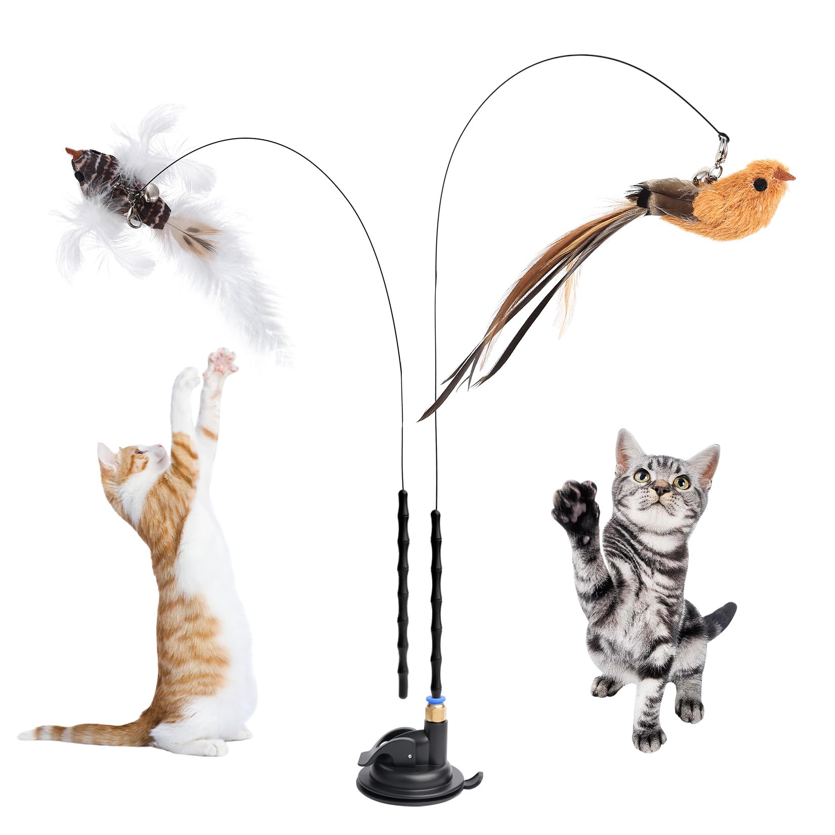 Fulushouxi set de juguetes para gato interactivo con pluma, estimula juego activo.
