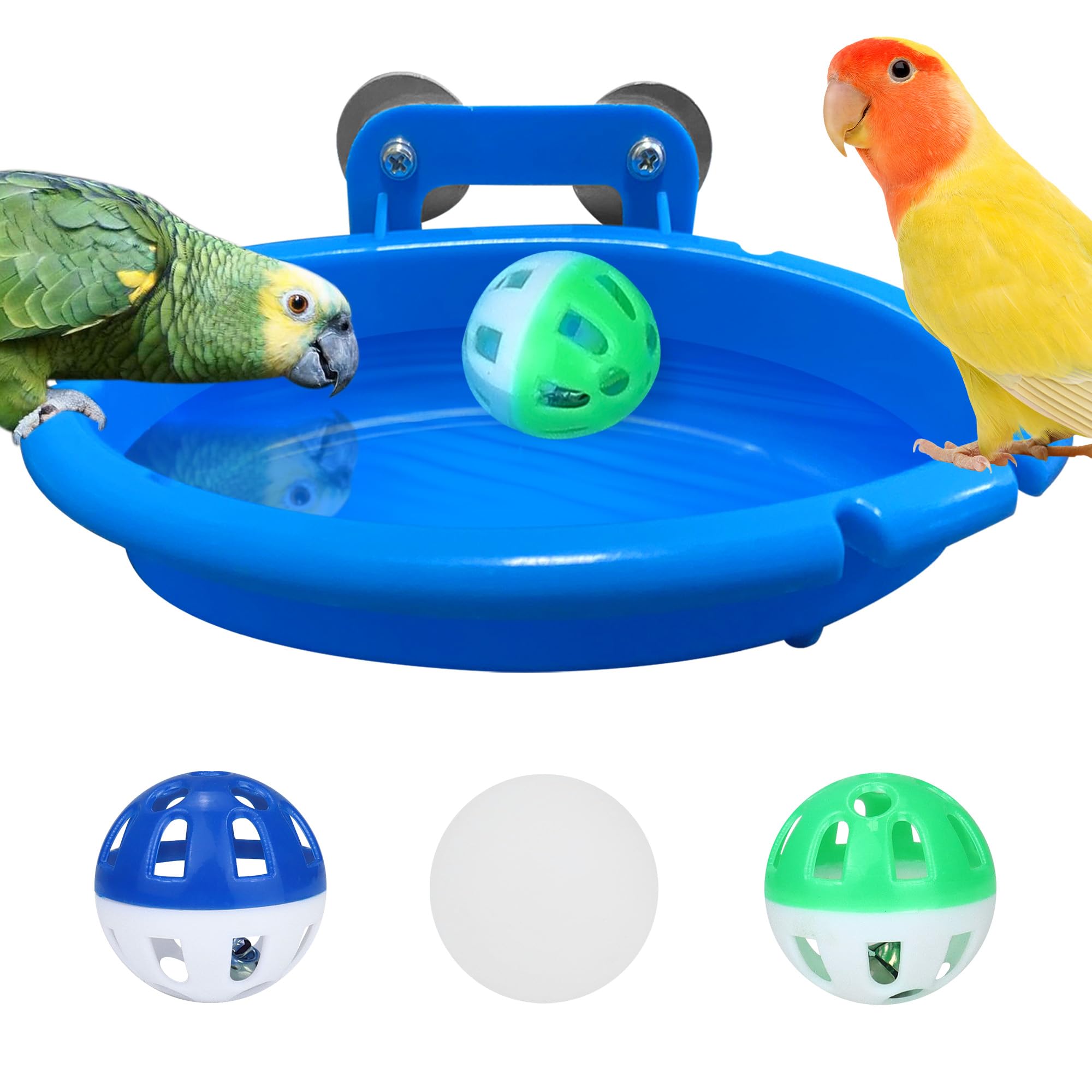 Bañera FunMove para jaula con 3 pelotas de juego para baño de aves