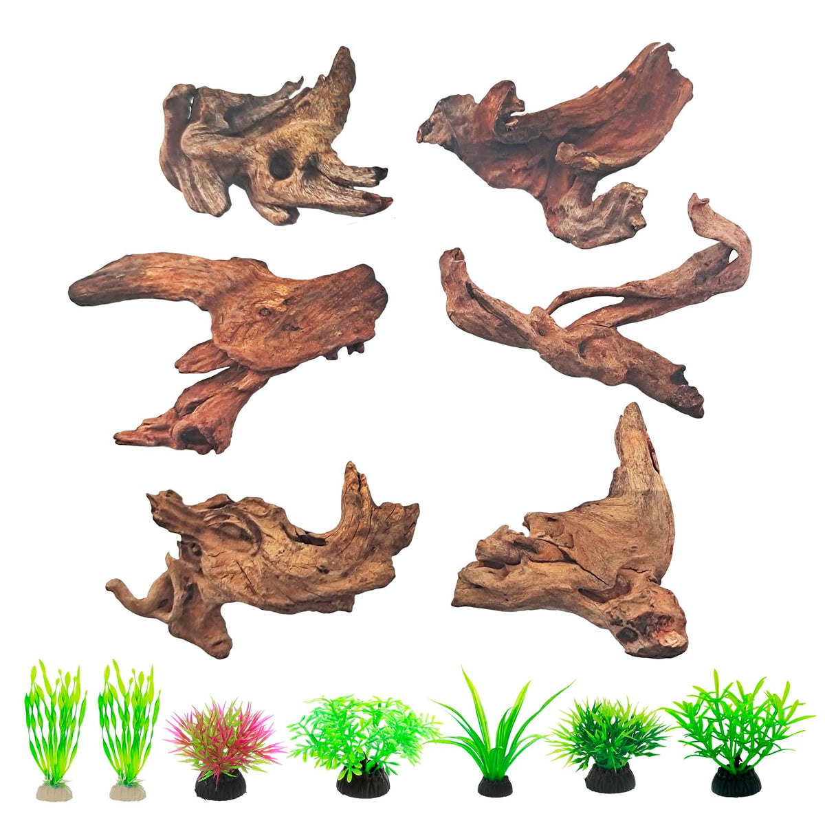 FUNOJOY madera flotante para acuario, ramas 2-4 pulgadas, realzan un ambiente natural.