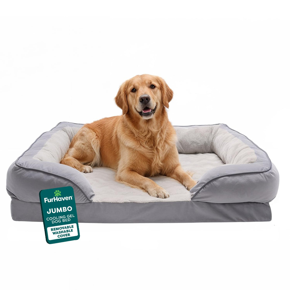 Cama FurHaven para perros, gel frío y estilo sofá para descanso cómodo