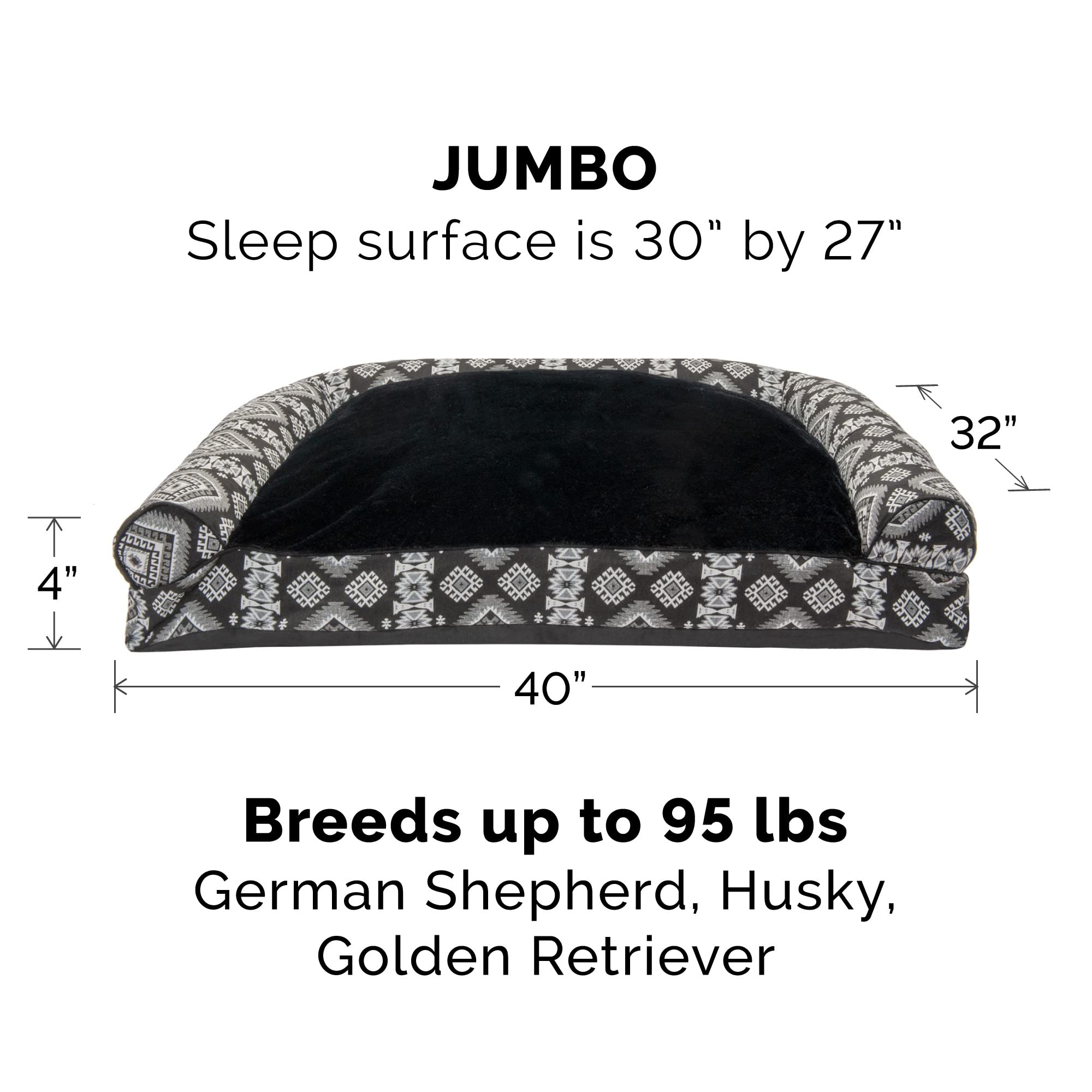 Cama Furhaven con brazos de apoyo para dormir cómodo y seguro.