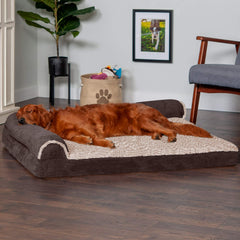 Cama Furhaven con bolsters suedine; soporte suave para cuello y espalda