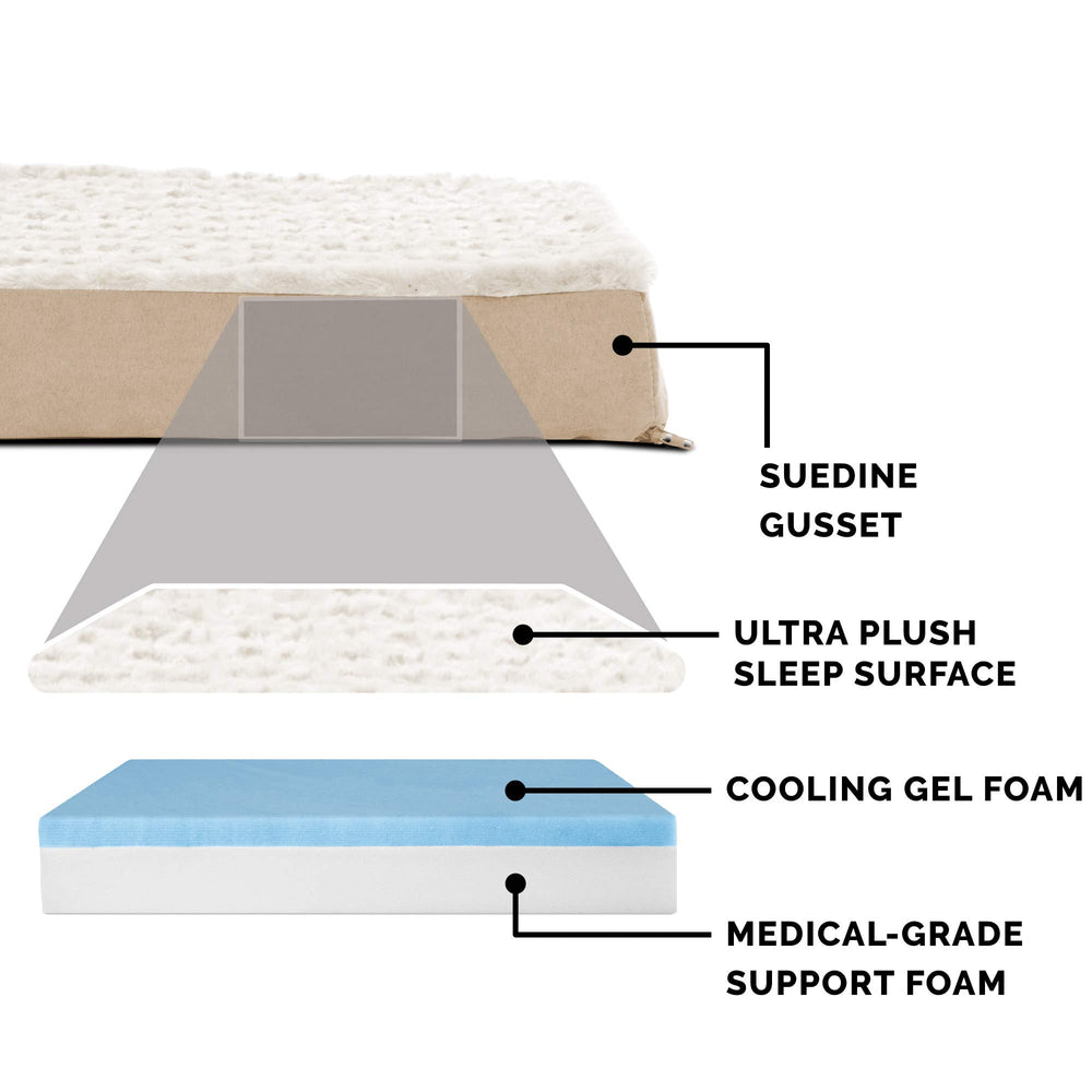 Furhaven cama perro, núcleo espuma ortopédica, alineación corporal suave