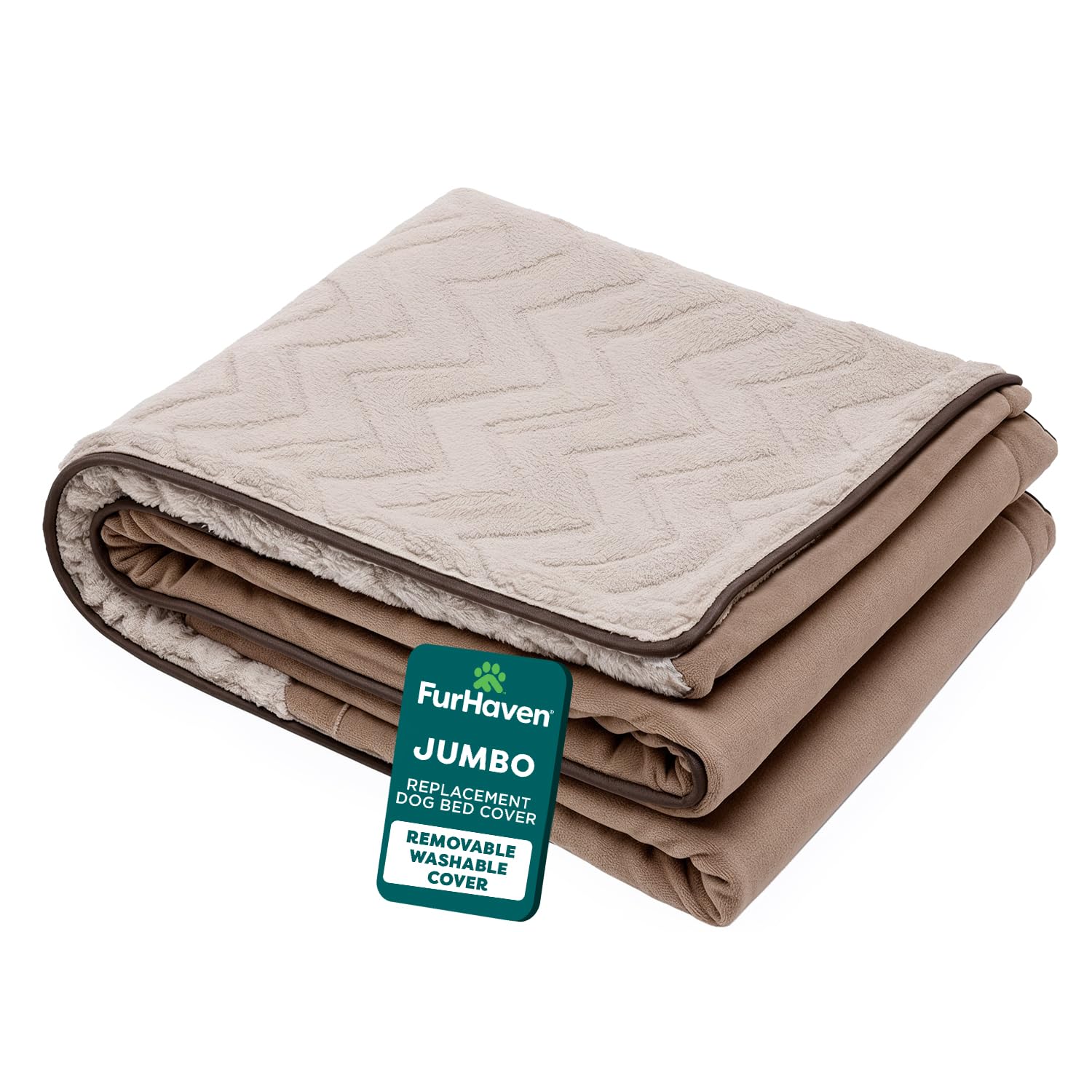 FurHaven funda-cama-perro-terciopelo-plush Brownstone, tacto suave para descanso cómodo.