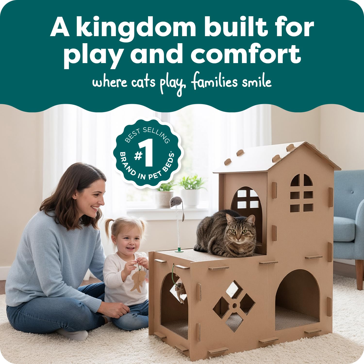 FurHaven con catnip incluido para estimular juego y rascar naturalmente.