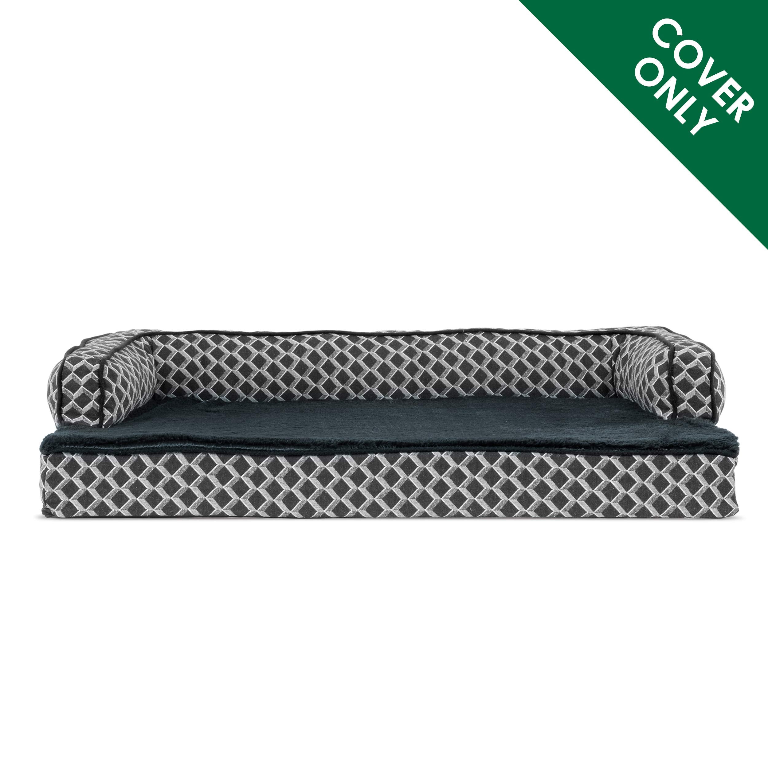 Funda Furhaven con cremallera para cama de perro Diamante Gris, cambio fácil.