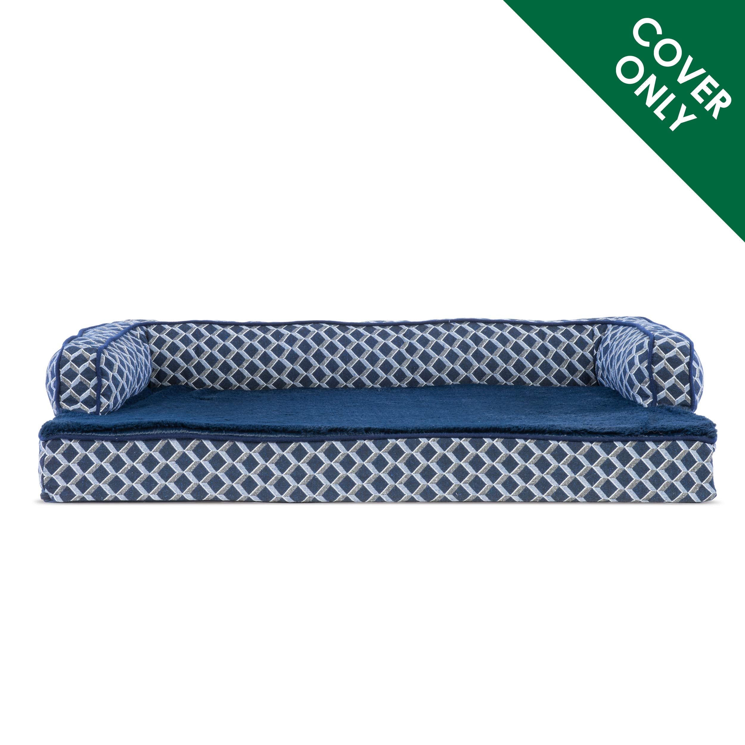 Furhaven: funda para cama de perro con diseño estilo sofá, diamante azul.