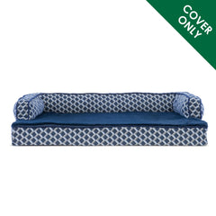 Furhaven: funda para cama de perro con diseño estilo sofá, diamante azul.