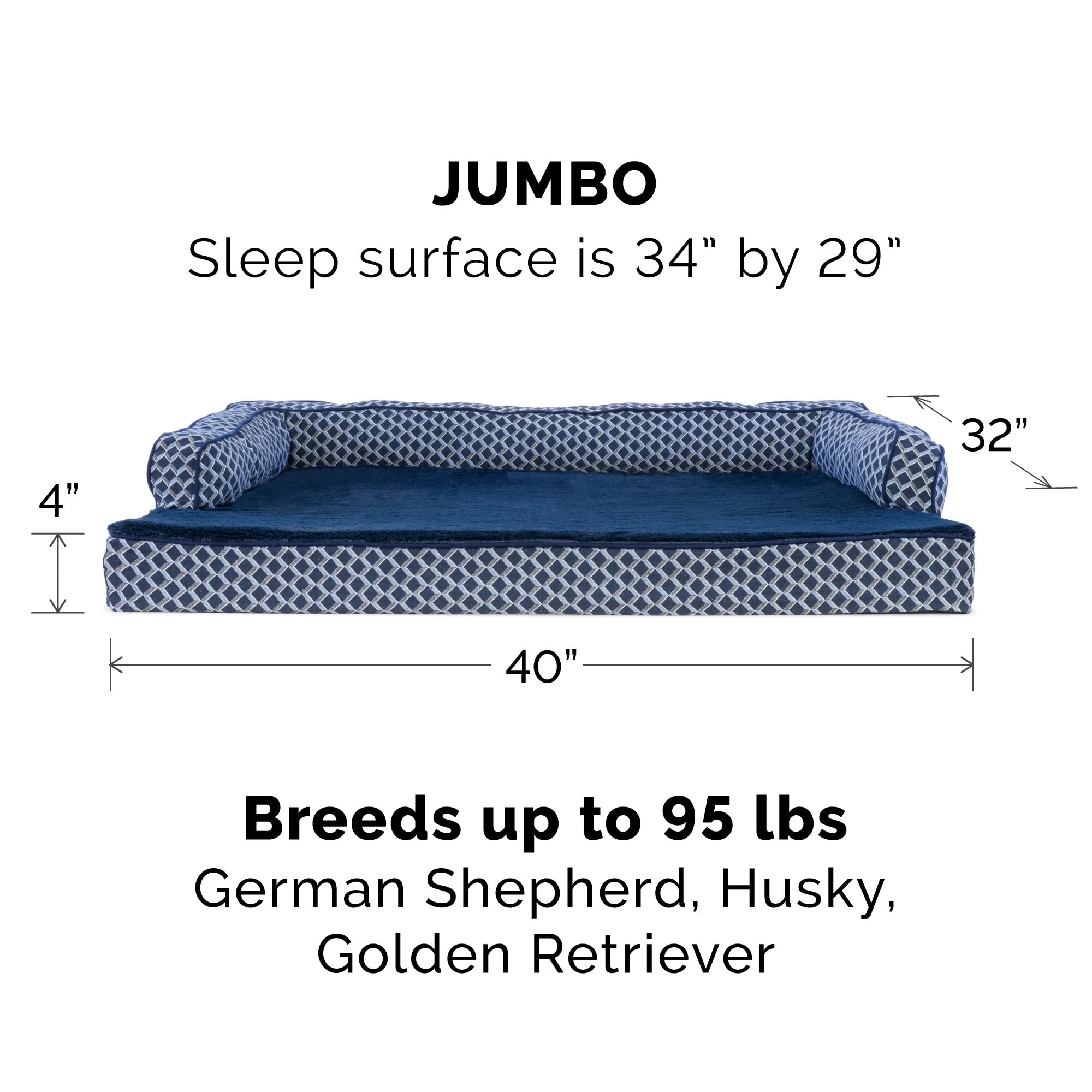 Furhaven: funda lavable para cama de perro, diamante azul.