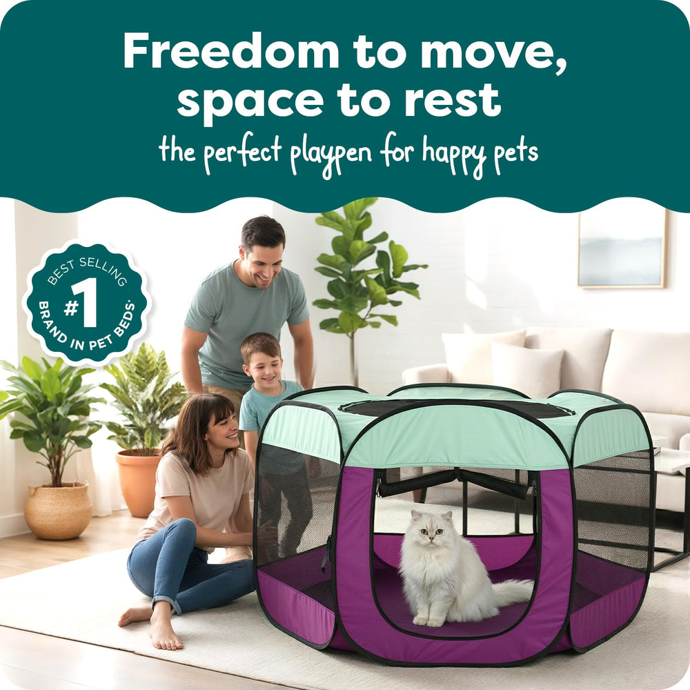 FurHaven Playpen se arma sin herramientas para viajes rápidos.