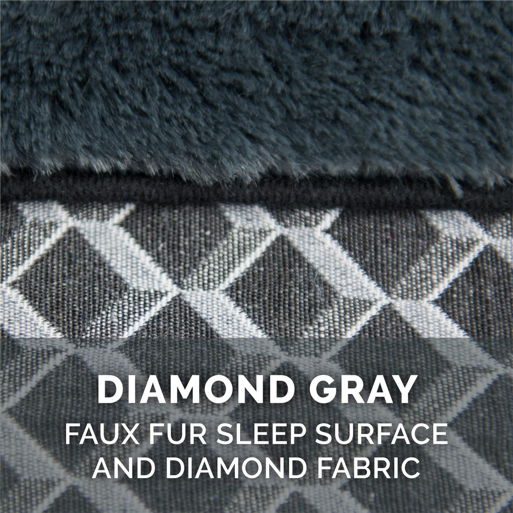 Furhaven funda de repuesto para cama de perro en diamante gris, ajuste seguro.