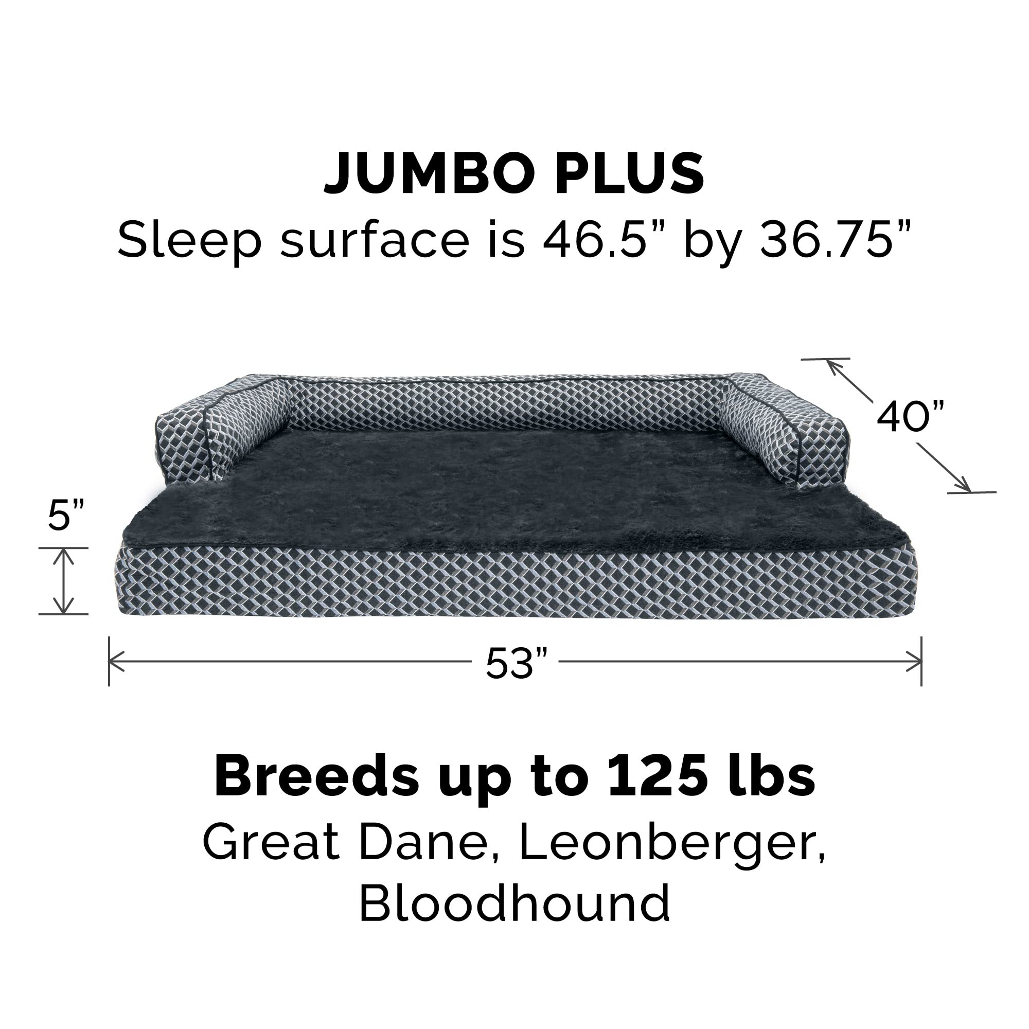 Furhaven funda de repuesto para cama de perro en diamante gris, lavable a máquina.