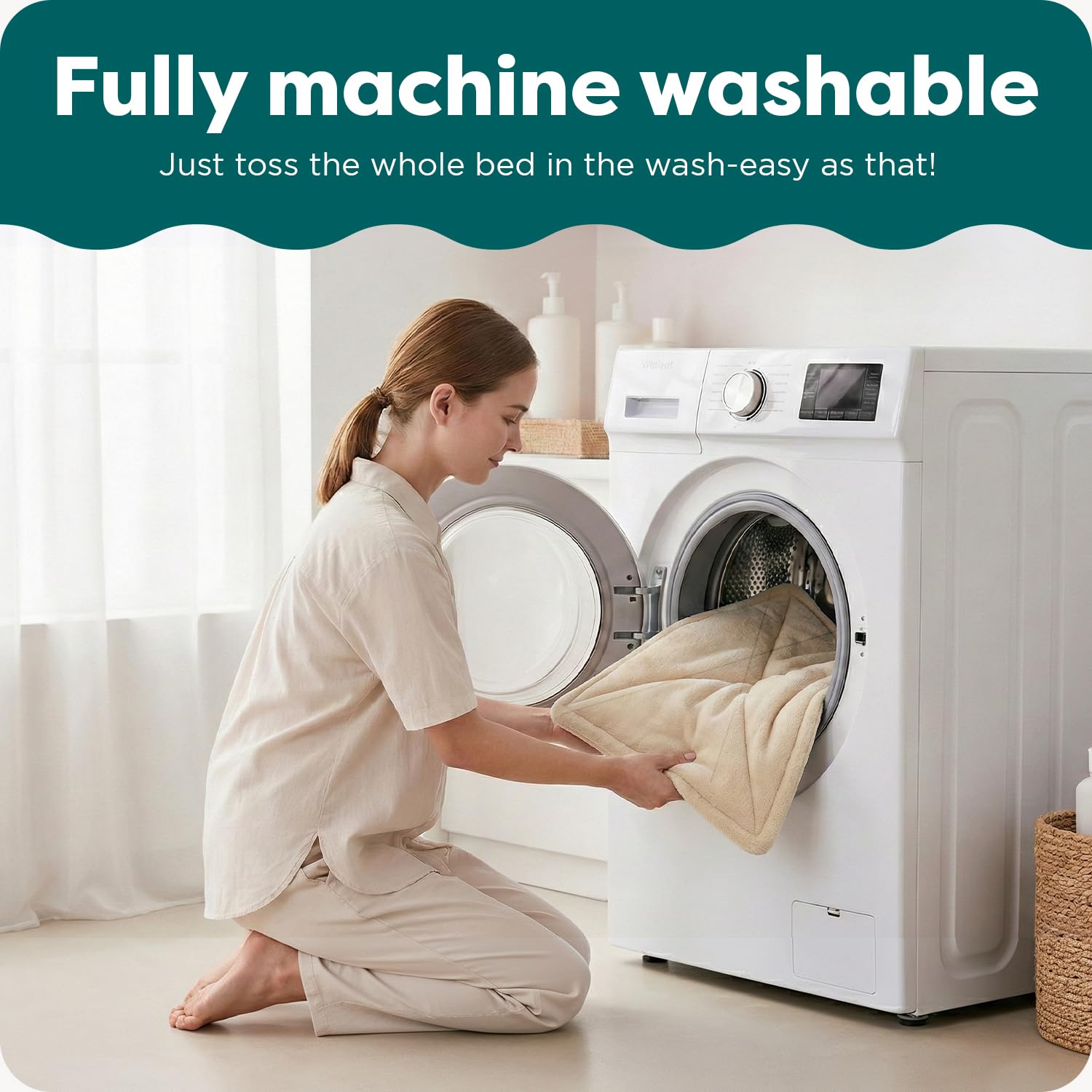 FurHaven ThermaNAP cama lavable a máquina, limpieza rápida