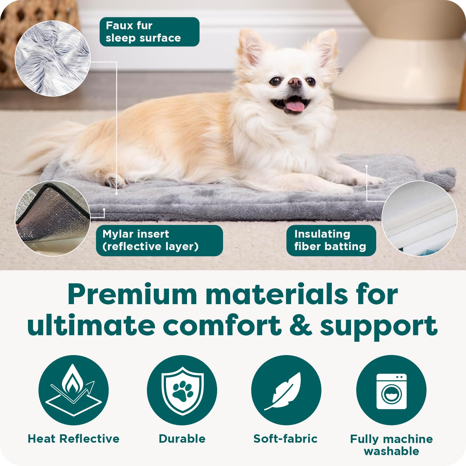 Tecnología Mylar refleja calor corporal para confort con FurHaven ThermaNAP