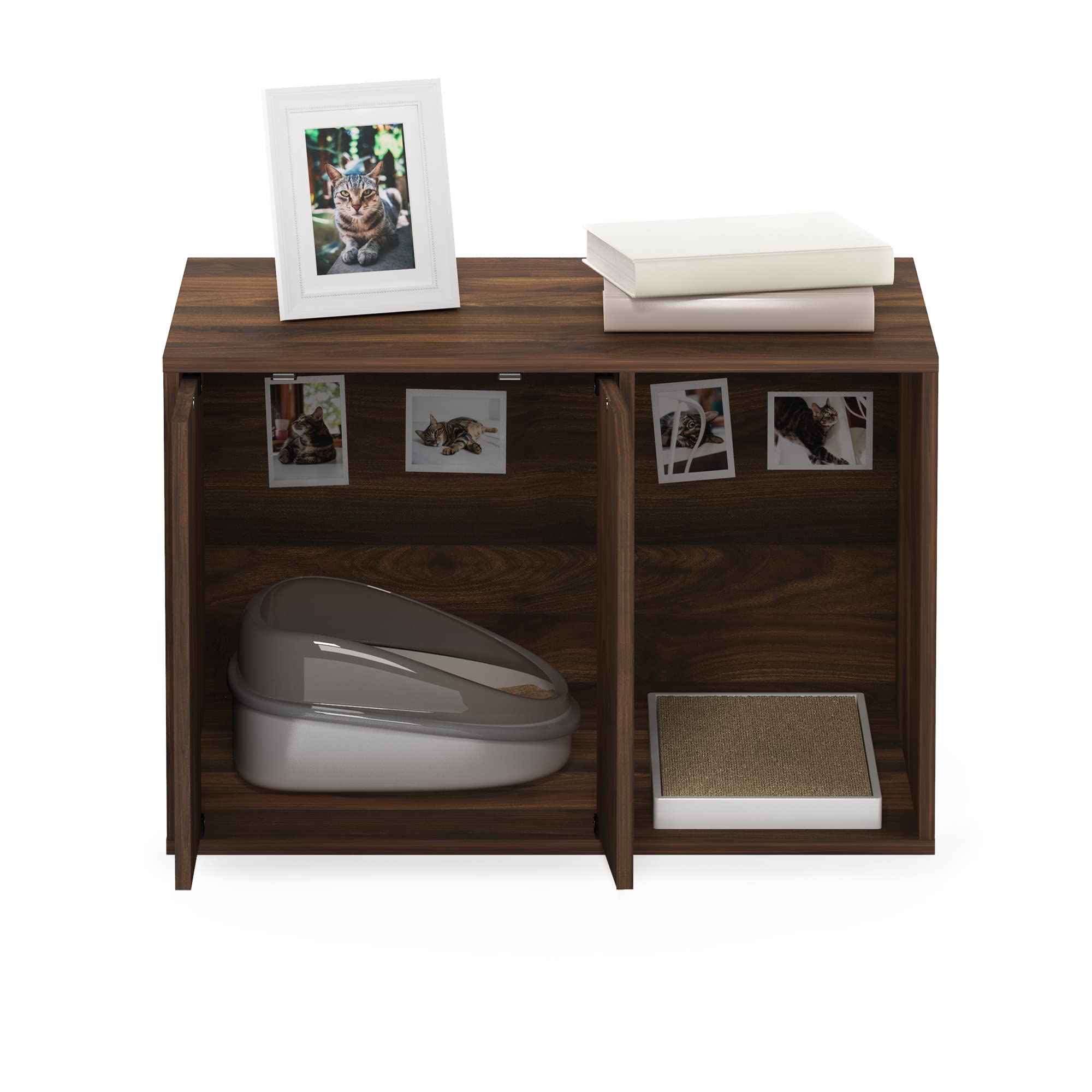 Furinno Peli dual front doors: hides litter supplies and reduces mess.