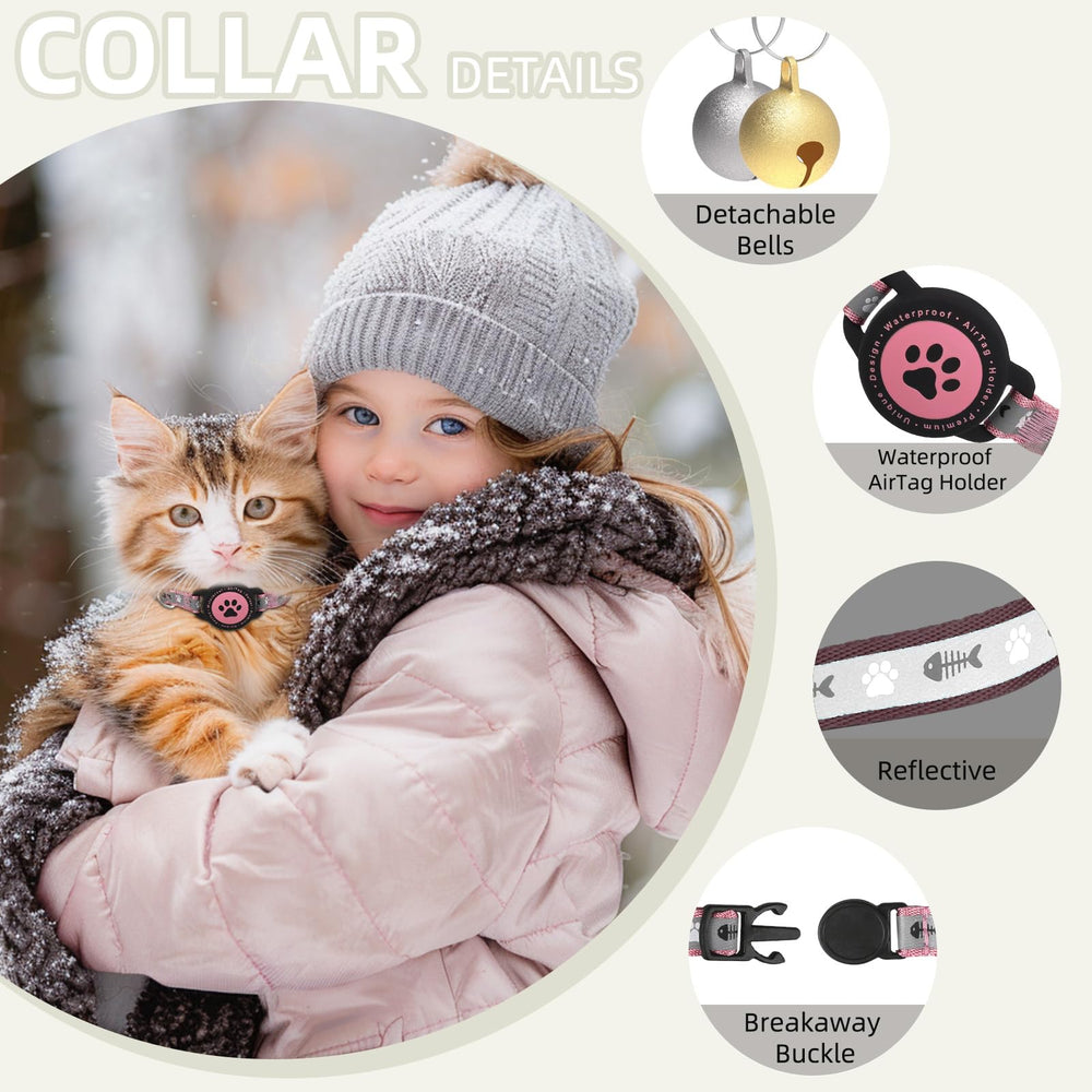 Collar Furrigo para gato AirTag con visibilidad nocturna reflectante para seguridad
