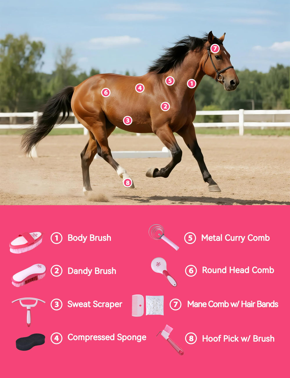 Curry de silicona Furrishine para caballos, afloja suciedad y pelo sin esfuerzo.