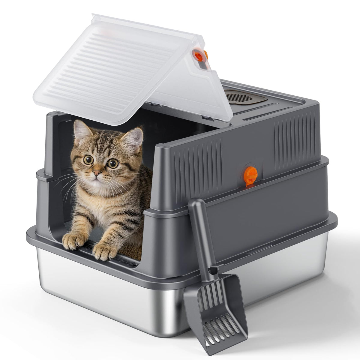 Bandeja FURTIME para gato pequeño con tapa abatible, facilita la limpieza.