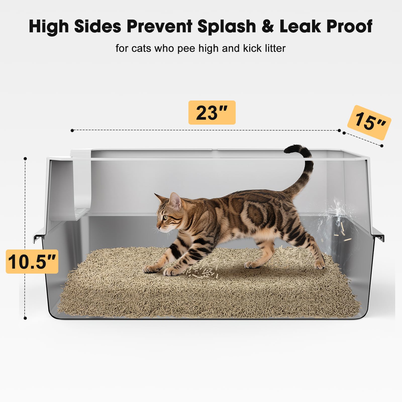 FURTIME caja de arena acero inoxidable anti-olor para un ambiente más fresco