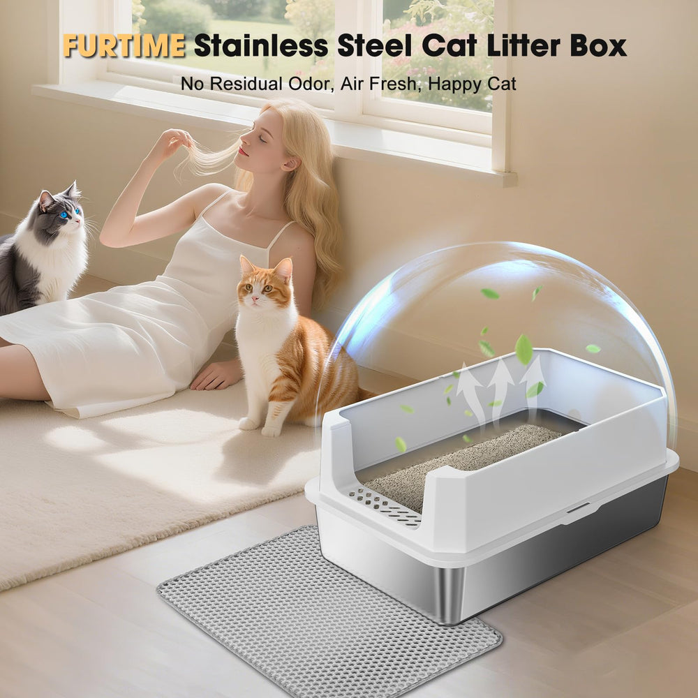 FURTIME caja de arena para gatos grandes, ideal para hogares con varias mascotas