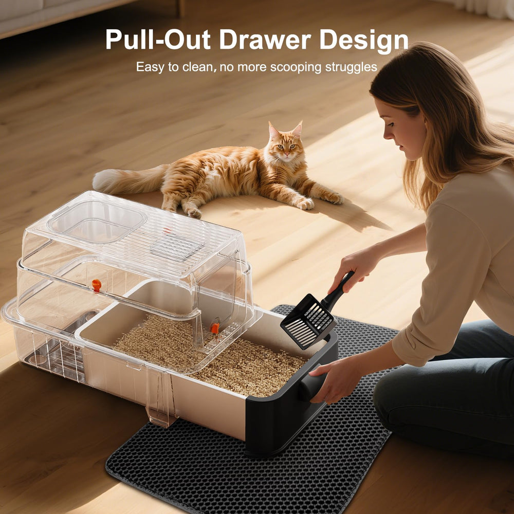 FURTIME caja-litter de acero inoxidable, resistente y fácil de limpiar.