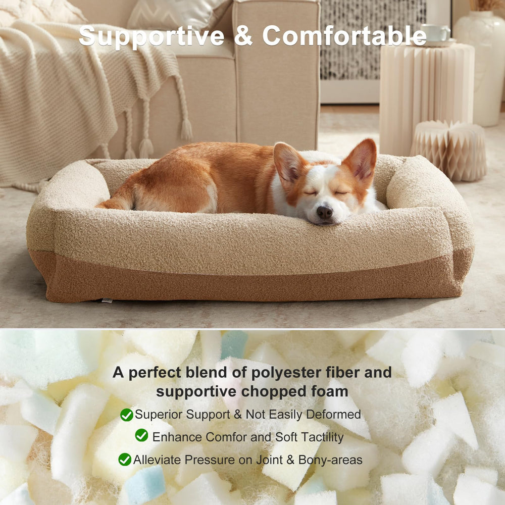 Cama para perro FURTIME acolchada de felpa suave, ideal para piel sensible.