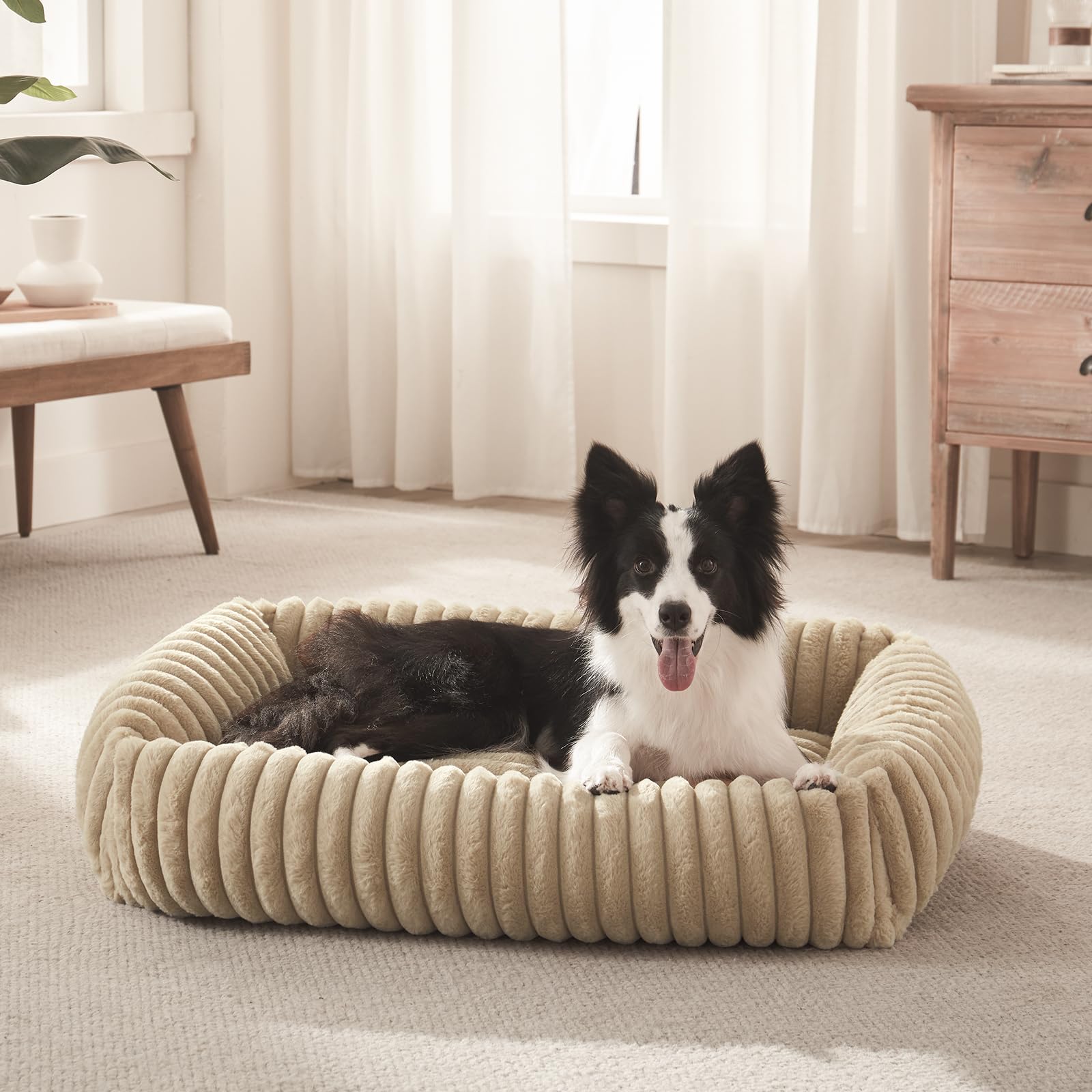 Diseño rectangular beige de FURTIME combina con cualquier hogar