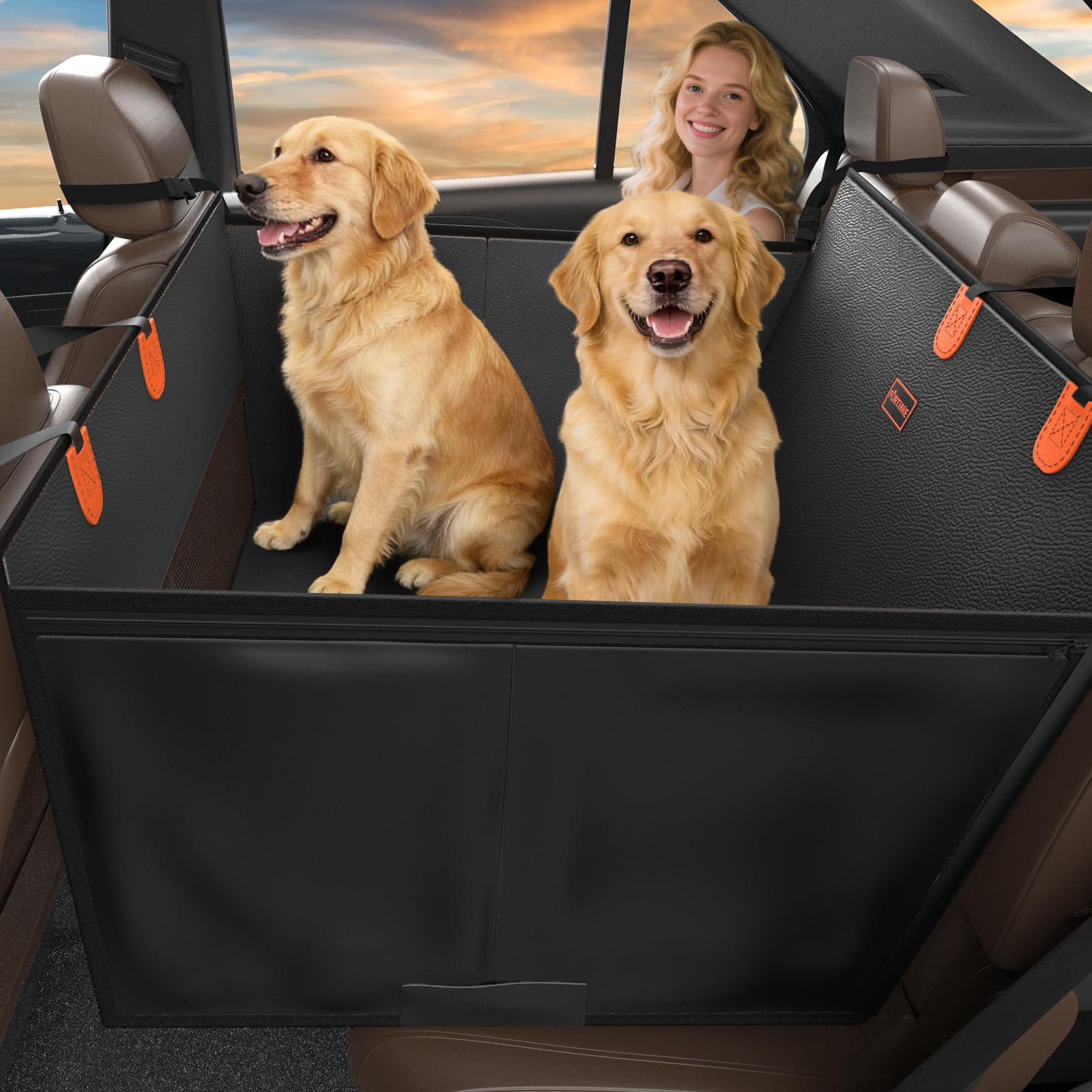 FURTIME XL: asiento para perro en coche trasero extensor ofreciendo espacio adicional para viajes.