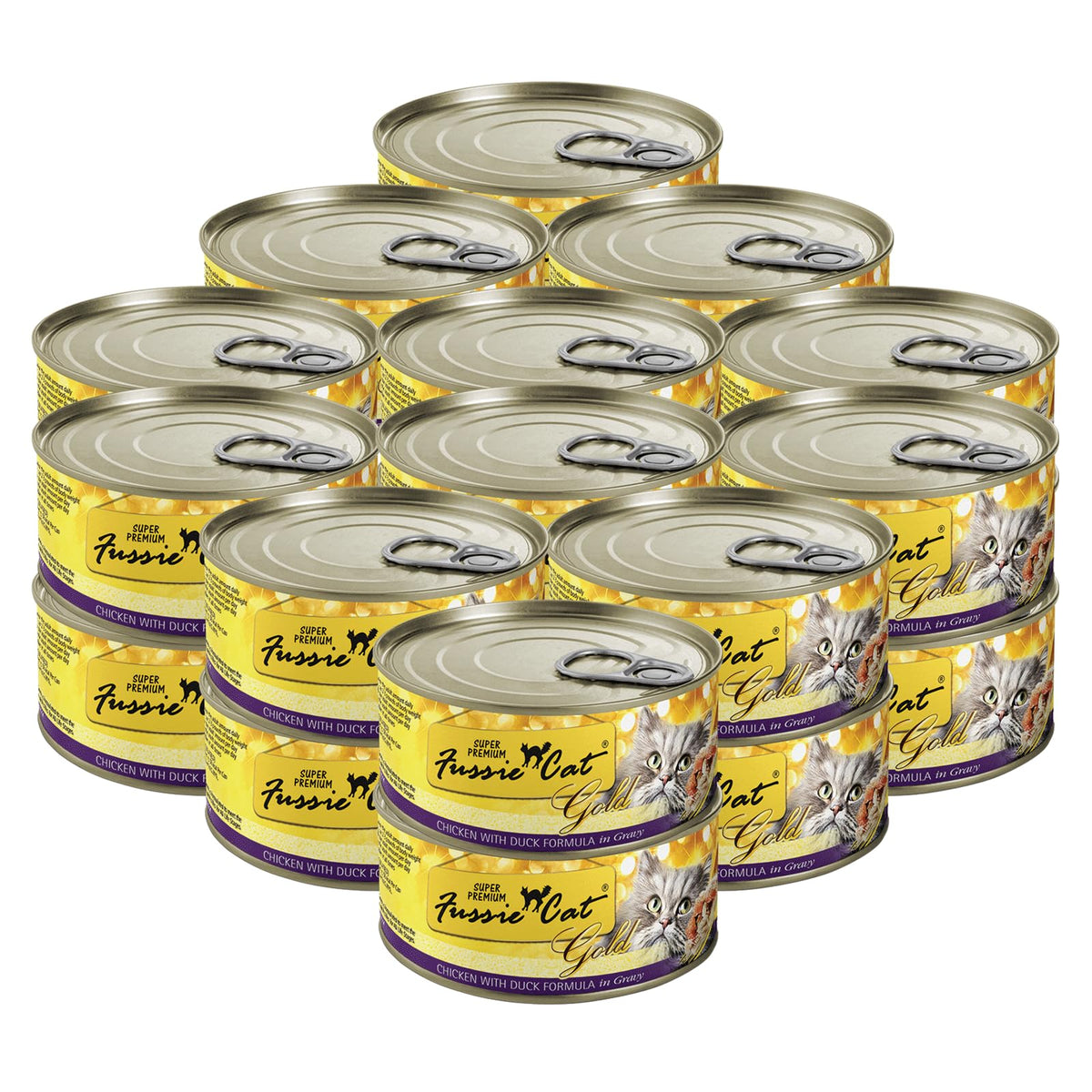 Fussie Cat fórmula pollo y pato en salsa sin cereales, opción sabrosa para gatos.