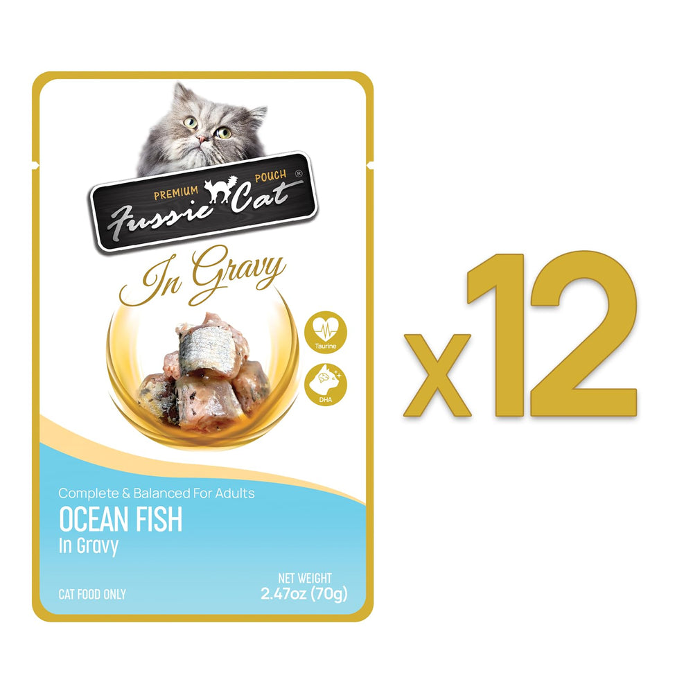 Alta humedad en Fussie Cat Ocean Fish en Salsa ayuda a la hidratación diaria