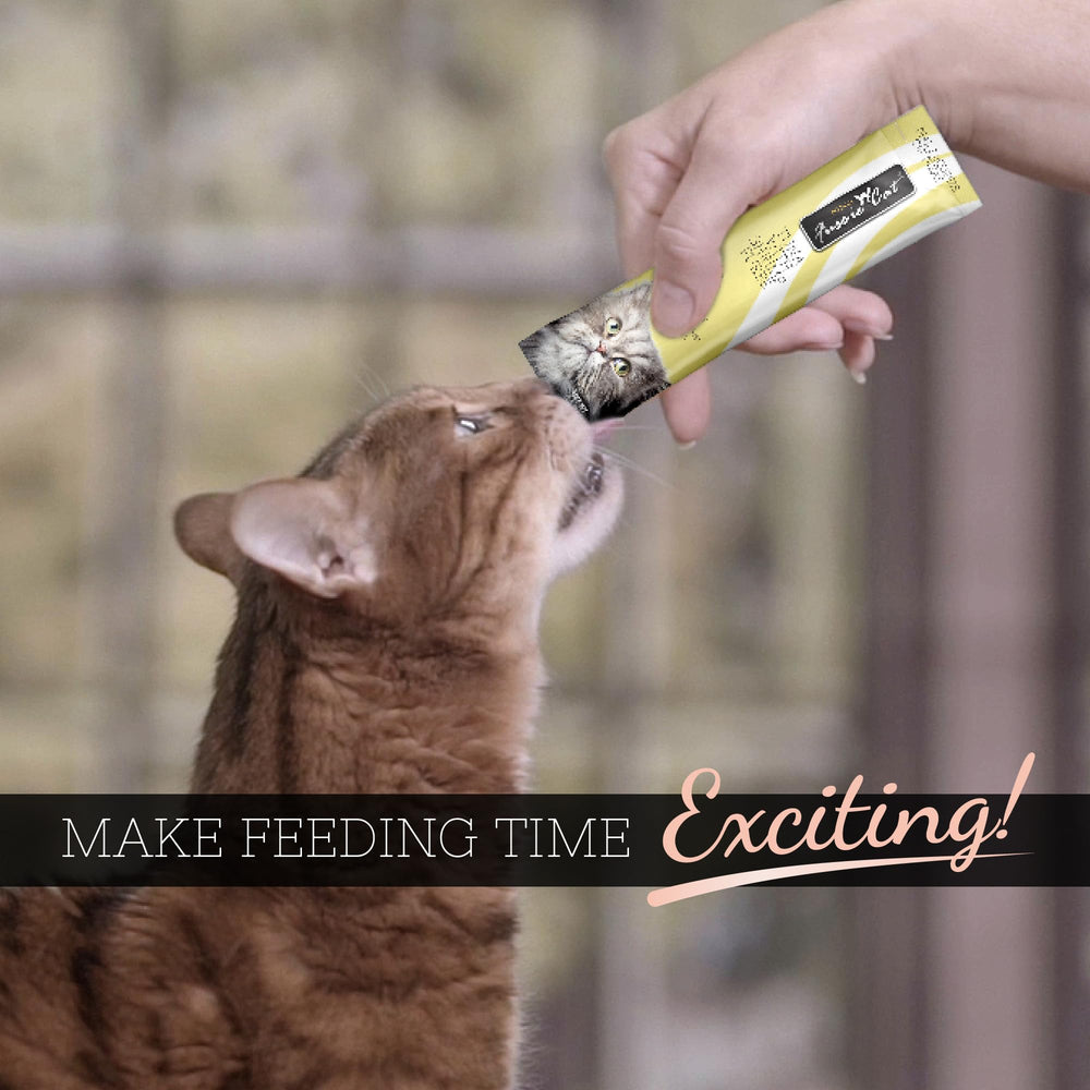 Tubo listo para abrir y servir como snack suave Fussie Cat.